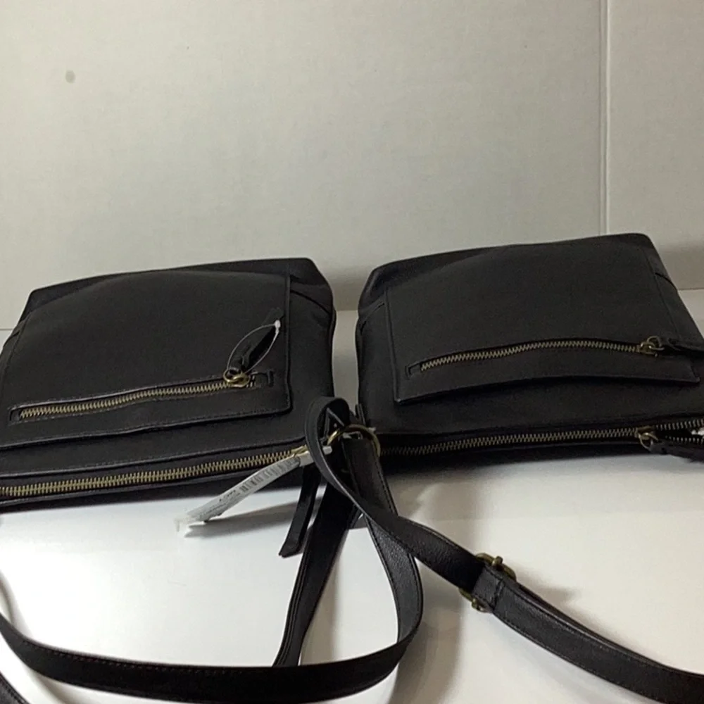 Style & Co Hudsonn North South Crossbody Bag Women's Black Top Zip Closure